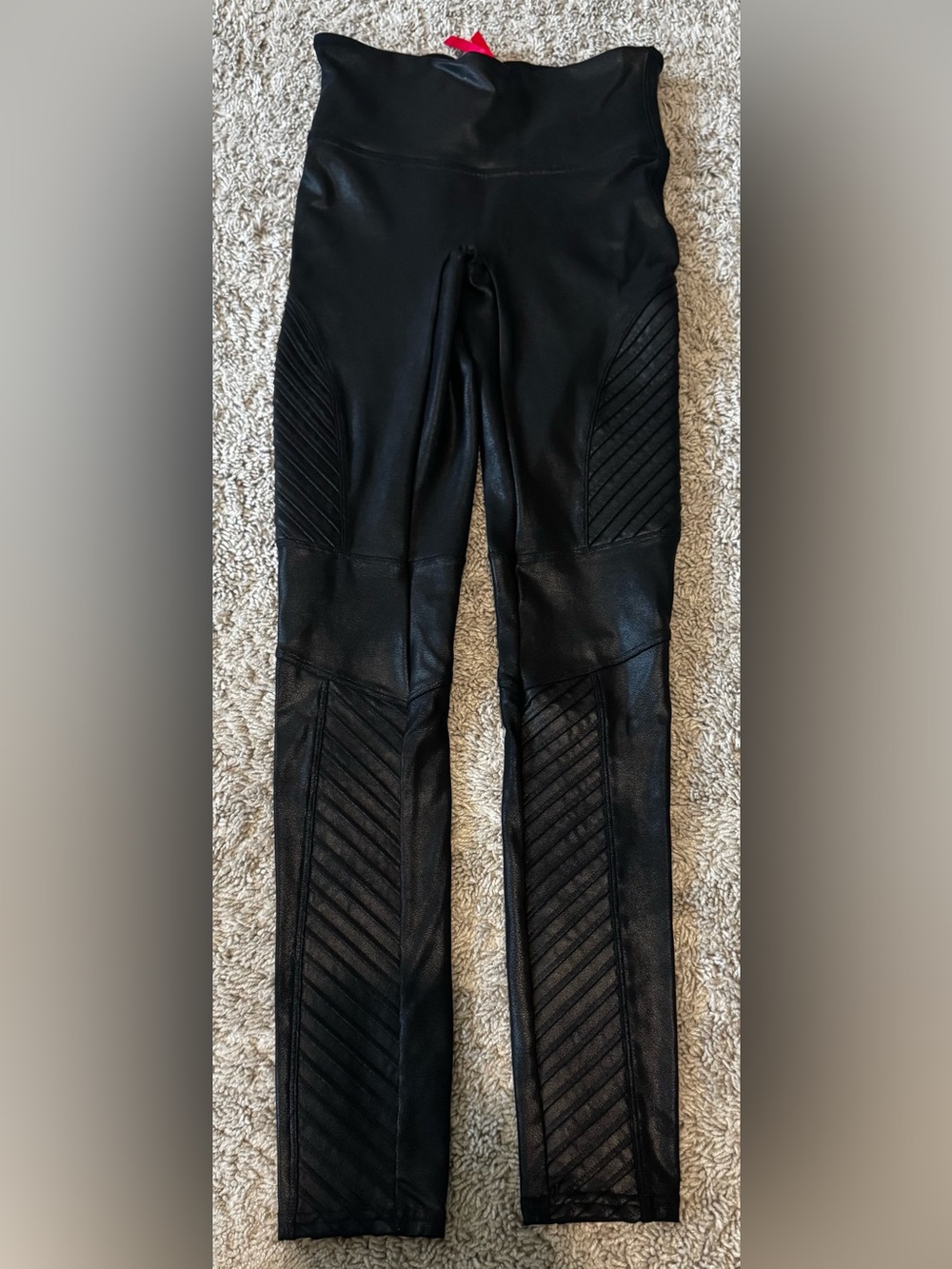 SPANX Black Moto-Style Faux Leather Leggings